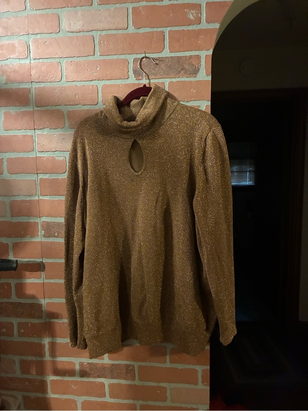 Lane Bryant Metallic Brown Keyhole Turtleneck Sweater